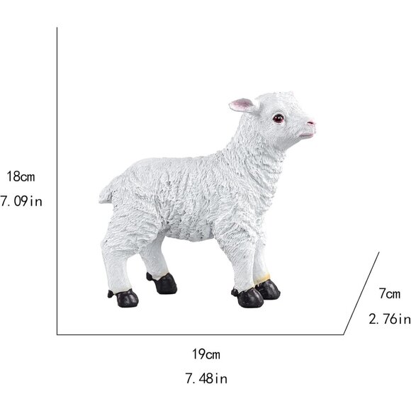 White Resin Garden Lamb Sheep Figurine Statue Decorative Animal Sculpture - Picture 2 of 6